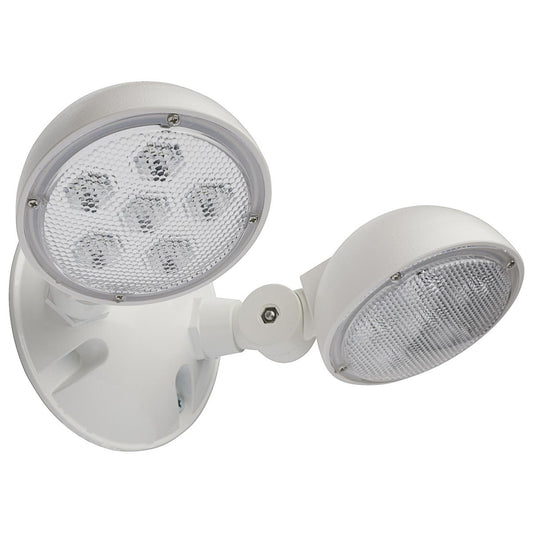 Satco 67-141 REMOTE EMERG LIGHT WP LP DH Remote Emergency Light; Weatherproof Low Power Dual Head; 3-12V 1.5W; White Finish
