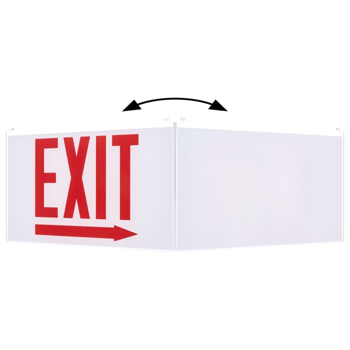 Satco 67-361 Edge Lit Exit Sign Panel Accessory White Single-Face Plastic Panel Red EXIT Signage Right Direction Arrow For Use with Edge Lit Chicago Signs and Combos