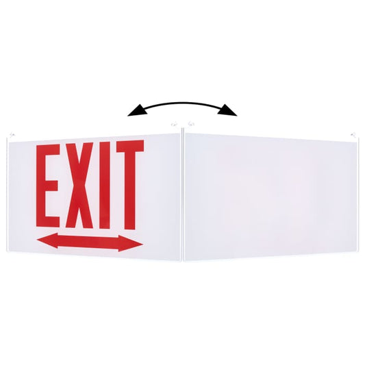 Satco 67-363 Edge Lit Exit Sign Panel Accessory White Single-Face Plastic Panel Red EXIT Signage Double Direction Arrow For Use with Edge Lit Chicago Signs and Combos