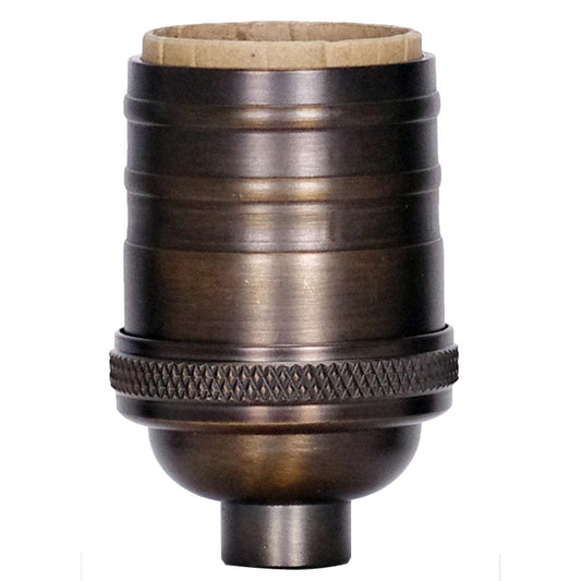 Satco 80-2326 Short Keyless Socket 1/8 IPS 4 Piece Stamped Solid Brass Dark Antique Brass Finish 660W 250V