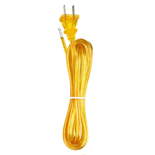 Satco 90-2087 8 Foot Cord Set Gold Finish White Stripe and Plug
