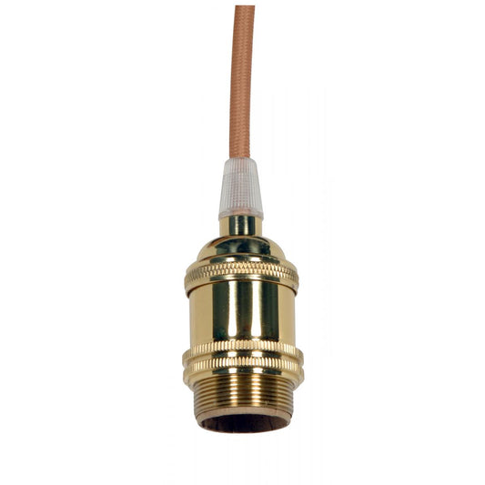 Satco 80-2459 Keyless Lampholder 4 Piece Stamped Solid Brass Prewired 2 Uno Rings 2 Bushings Gold Wire Polished Brass Finish 660W 250V