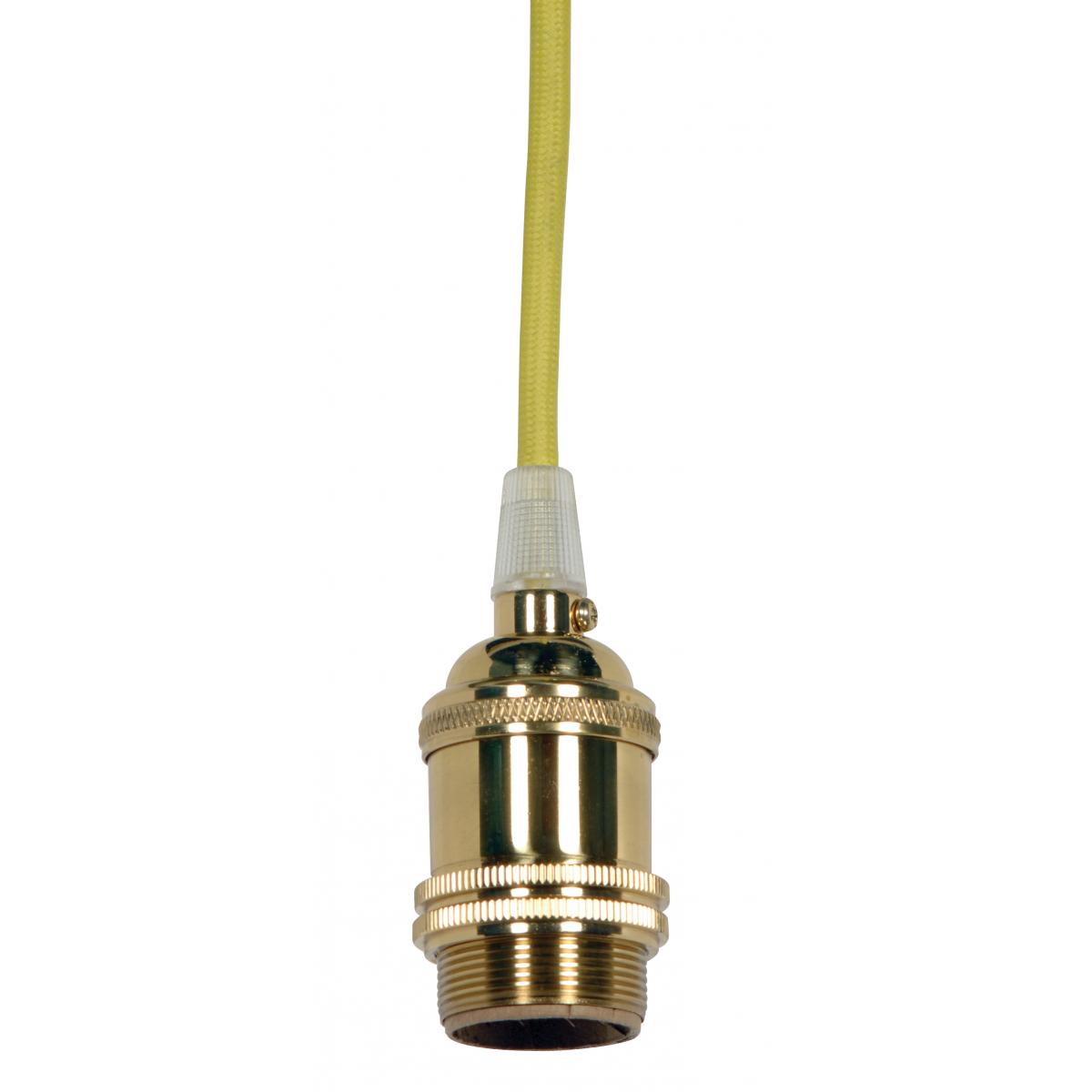 Satco 80-2461 Medium base lampholder 4pc. Solid brass prewired Uno ring 10ft. 18/2 SVT Lemon Cord Polished brass finish