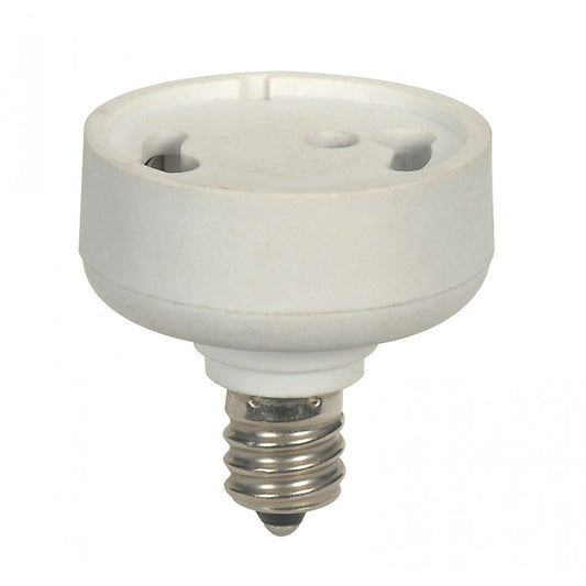 Satco 80-2541 White E12 To GU24 Adapter Candelabara To GU24 With Locking Device Reducer 3/4" Overall Extension 75W 125V
