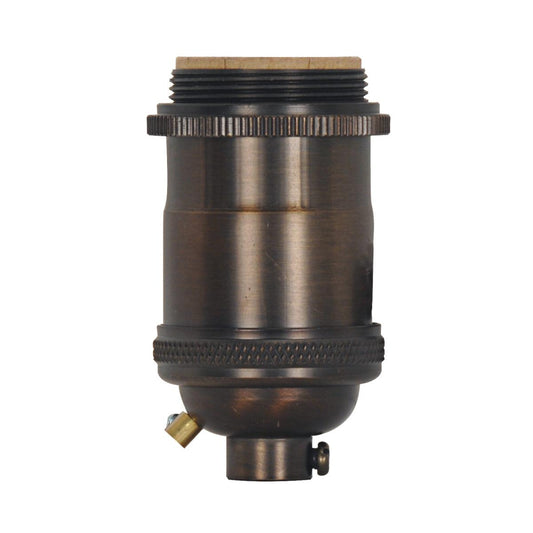 Satco 80-2568 Medium base lampholder 4pc. Solid brass Keyless 2 Uno rings Antique brass finish