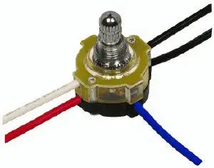 Satco 80-1362 3-Way Lighted Rotary Switch, Plastic Bushing, 2 Circuit, 4 Position(L-1, L-2, L1-2, Off). Rated: 6A-125V, 3A-250V