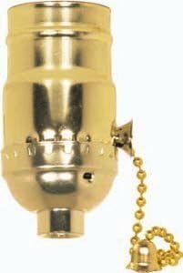 Satco 80-1503 2 Position Pull Chain Socket w/Diode Hi - Low - Off For Standard A Type Household Bulb