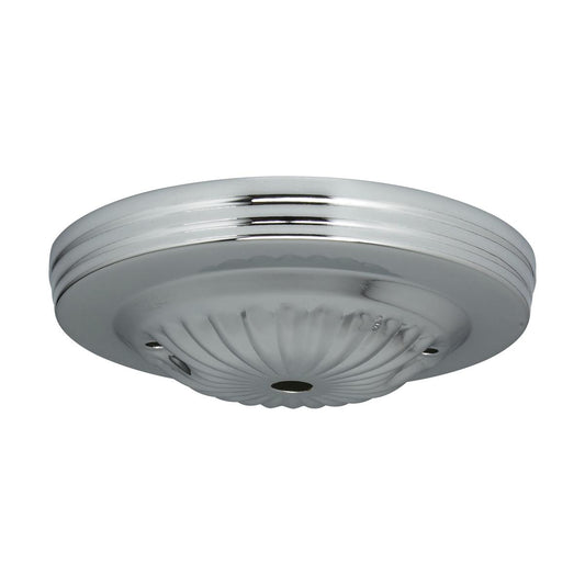 Satco 90-1681 Ribbed Canopy Canopy Only Chrome Finish 5" Diameter 7/16" Center Hole 2 -8/32 Bar Holes