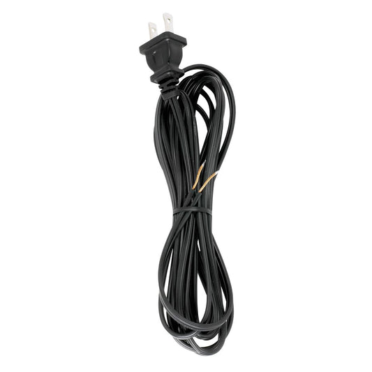 Satco 90-2461 10 Foot 18/2 SPT-1 105C Cord Set Black Finish 48" Hank 150 Carton Molded Polarized Plug Tinned Tips 3/4" Strip With 2" Slit