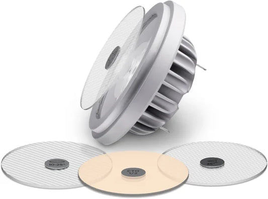 Soraa AC-EN-0001-00-S1 SNAP 2 inch color enhancer filter discs shown with a Soraa LED lamp