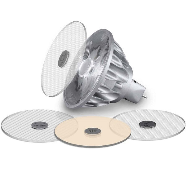 Soraa SNAP 2 inch 1/2 CTO color filter discs shown with LED lamp