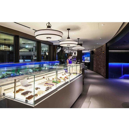 Jewelry display case lighting using Soraa SNAP 4 inch circular beam spreader 36 degree lens