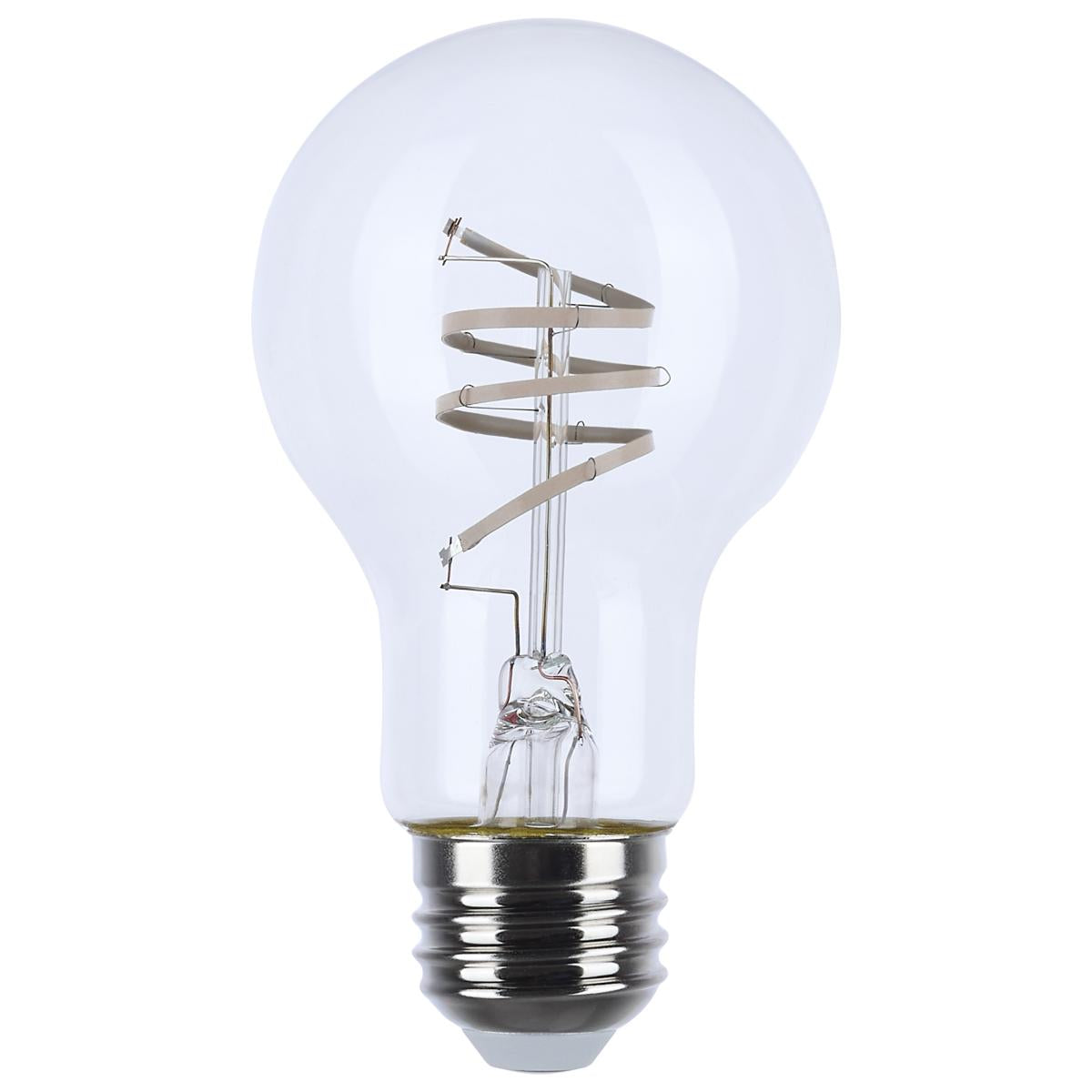 Satco S10521 6A19/CL/LED-GF/COIL/927/1CD 6 Watt LED; Reminiscent; Flex Gray Coil Filament; A19; Medium Base; 2700K CCT; Clear; 120 Volt
