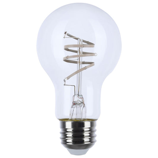 Satco S10521 6A19/CL/LED-GF/COIL/927/1CD 6 Watt LED; Reminiscent; Flex Gray Coil Filament; A19; Medium Base; 2700K CCT; Clear; 120 Volt