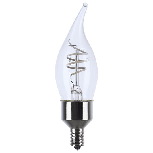 Satco S10524 4CA11/CL/LED-GF/COIL/927/2CD 4 Watt LED; Reminiscent; Flex Gray Coil Filament; CA11; Candelabra Base; 2700K CCT; Clear; 120 Volt; 2-Pack