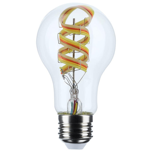 Satco S11241 A19/6W/LED/RGBTW/CL 6 Watt; A19 LED; 2700K-5000K RGB/Tunable White; Starfish IOT; Clear; Medium Base; 120 Volt