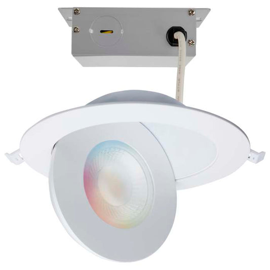 Satco S11293R1 9WLED/GBL/4/RGBTW/WH Starfish 9 Watt LED Gimbal Downlight 4 Inch 2700K-5000K RGB Tunable White Remote Driver White Finish 120-277