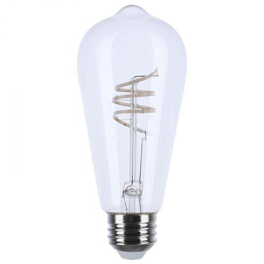 Satco S11520 6 Watt LED Reminiscent Flex Gray Coil Filament ST19 Medium Base 2700K CCT Clear 120 Volt