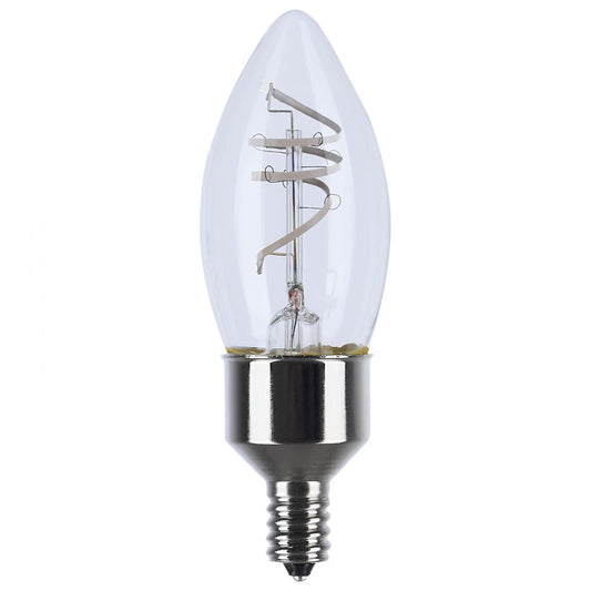 Satco S11525 4 Watt LED Reminiscent Flex Gray Coil Filament B11 Candelabra Base 2700K CCT Clear 120 Volt