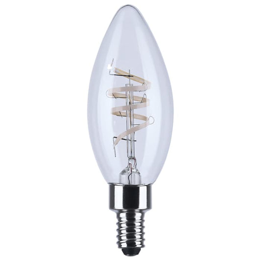 Satco S11525R1 4B11/CL/LED-GF/COIL/927/E12 4 Watt B11 LED Reminiscent Flex Gray Coil Filament E12 Base 2700K 120 Volt