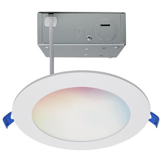 Satco S11562 12 Watt LED Direct Wire Low Profile Downlight 6 Inch Round Starfish IOT Tunable White and RGB 120 Volt 90 CRI White Finish