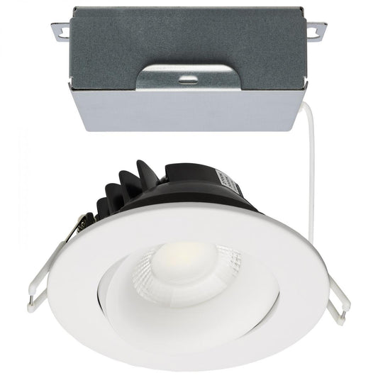 Satco S11624R1 12 Watt LED Direct Wire Downlight Gimbaled 3.5 Inch CCT Selectable Round Remote Driver White Finish 840 Lumens 120 Volt