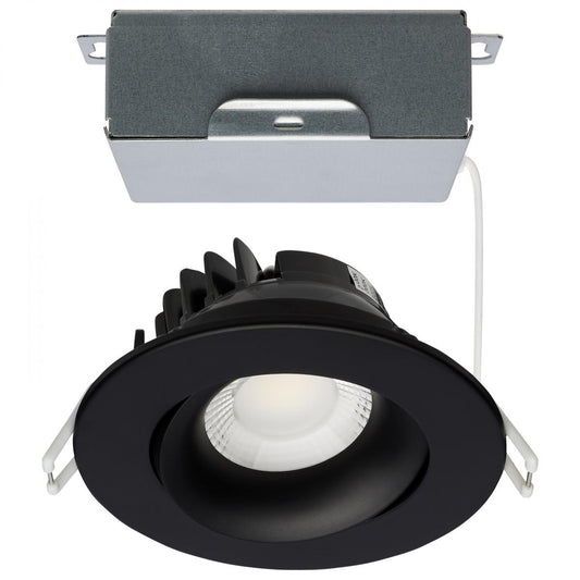 Satco S11625R1 12 Watt LED Direct Wire Downlight Gimbaled 3.5 Inch CCT Selectable Round Remote Driver Black Finish 840 Lumens 120 Volt