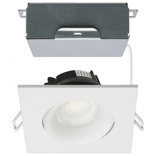 Satco S11627R1 12 Watt LED Direct Wire Downlight Gimbaled 3.5 Inch CCT Selectable Square Remote Driver White Finish 840 Lumens 120 Volt