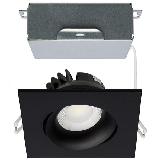 Satco S11628R1 12 Watt LED Direct Wire Downlight Gimbaled 3.5 Inch CCT Selectable Square Remote Driver Black Finish 840 Lumens 120 Volt