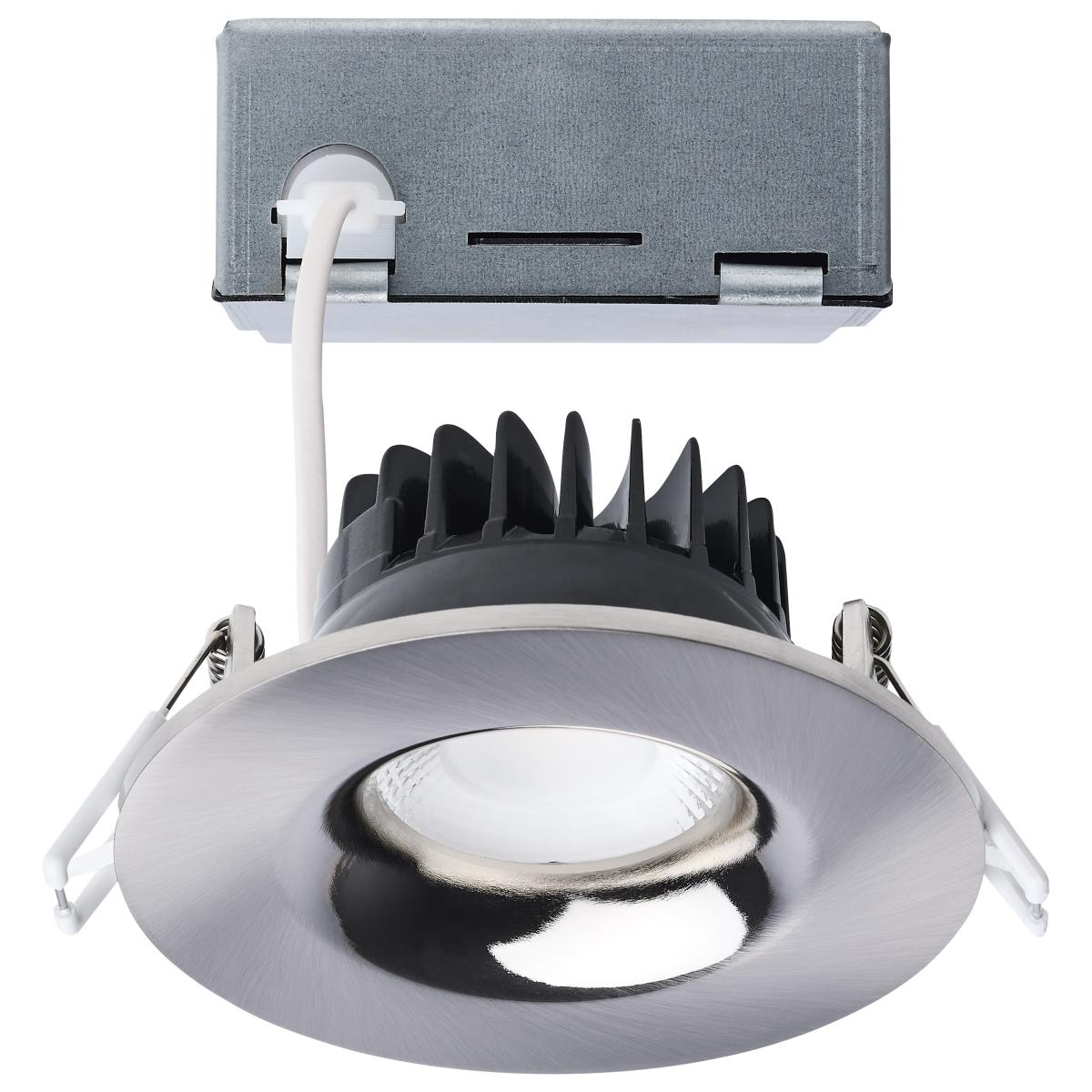 Satco S11632R1 10W/DW/DNL3/CCT/RND/RD/BN 10 Watt LED Direct Wire Downlight; Remote Driver; CCT Selectable; Dimmable; Round; Brushed Nickel Finish