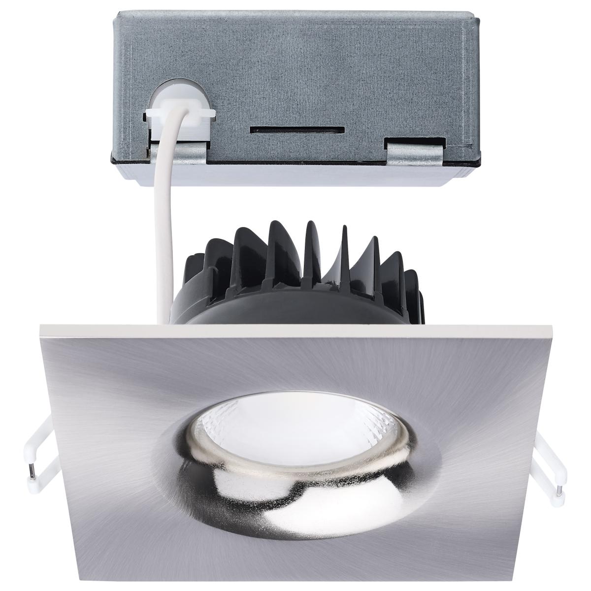 Satco S11635R1 10W/DW/DNL3/CCT/SQ/RD/BN 10 Watt LED Direct Wire Downlight; Remote Driver; CCT Selectable; Dimmable; Square; Brushed Nickel Finish