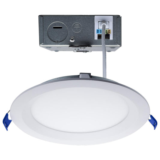 Satco S11872 15 Watt LED Low Profile Regress Baffle Downlight 6 Inch Remote Driver CCT Selectable Round Shape White Finish 120 Volt