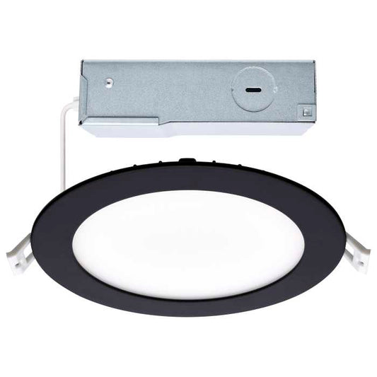 Satco S11874R1 10WLED/DW/4/CCT-SEL/RND/RD/ 12 Watt LED Direct Wire Downlight 4-Inch CCT Selectable Round Remote Driver Black Finish