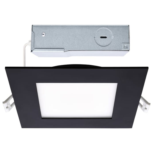 Satco S11877R1 12WLED/DW/6/CCT-SEL/SQ/RD/BK 12 Watt LED Direct Wire Downlight 6-Inch CCT Selectable Square Remote Driver Black Finish