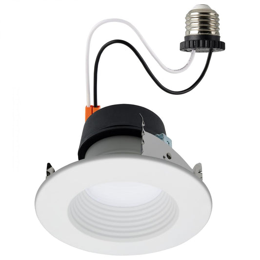 Satco S11882 Field Selectable LED Downlight Retrofit Deep Baffle 5.8/7/9.5 Watts 27K/30K/35K/40K/50K CCT 4 Inch Round Shape White Finish 120 Volts