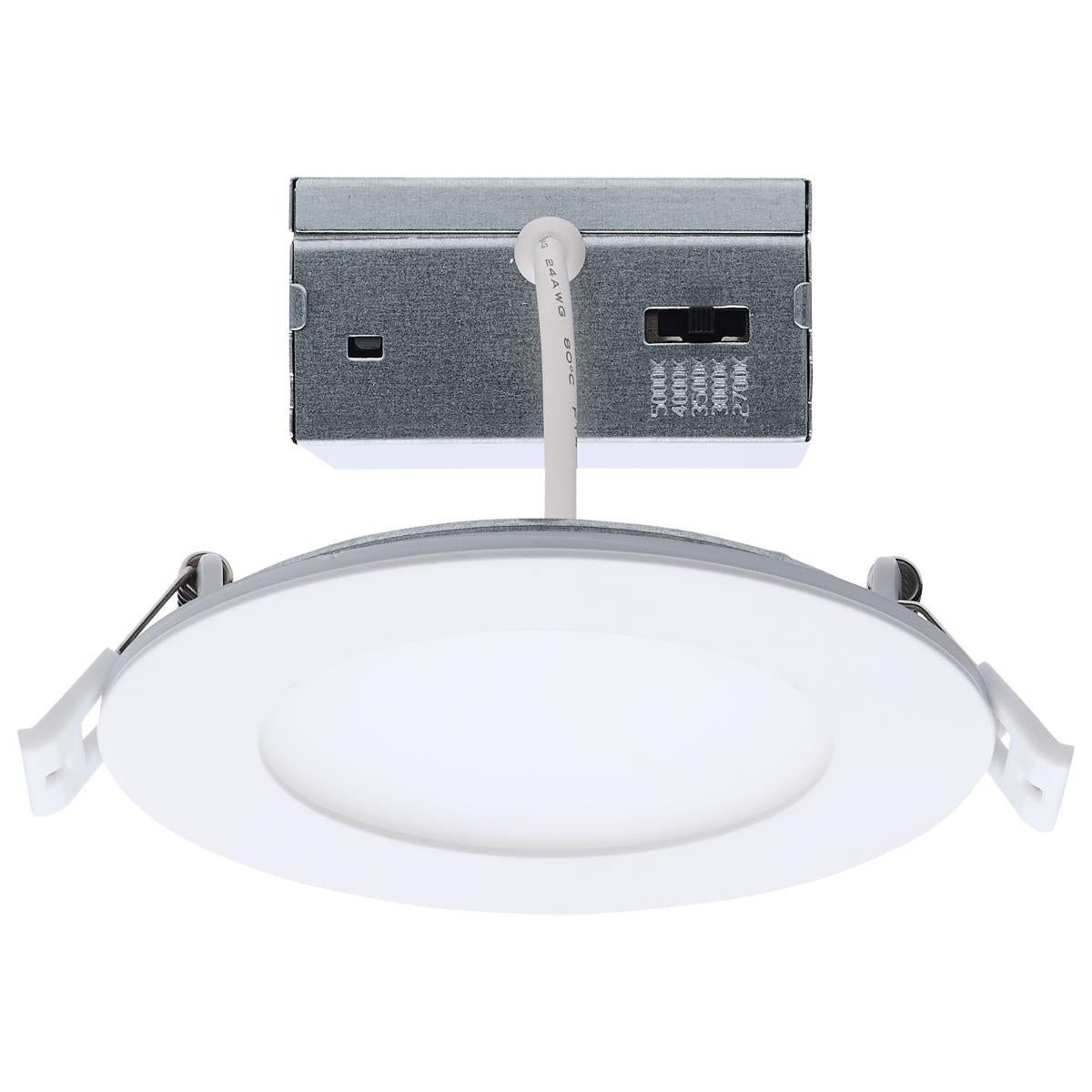 Satco S11680 8WLED/DW/4/CCT/RND/FL/RD 8 Watt LED Direct Wire Performer Series Downlight Remote Driver 4 Inch 27K/3K/35K/4K/5K Round Flat Face White Finish