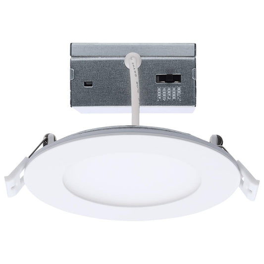 Satco S11680 8WLED/DW/4/CCT/RND/FL/RD 8 Watt LED Direct Wire Performer Series Downlight Remote Driver 4 Inch 27K/3K/35K/4K/5K Round Flat Face White Finish
