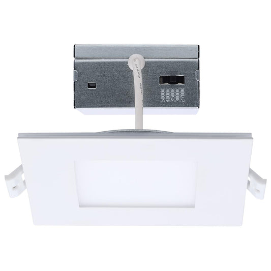 Satco S11888 9WLED/DW/4/CCT-SEL/SQ/RD/NL 9 Watt LED Direct Wire Downlight with Night Light 4 Inch Remote Drive CCT  Dimmable Square White Finish