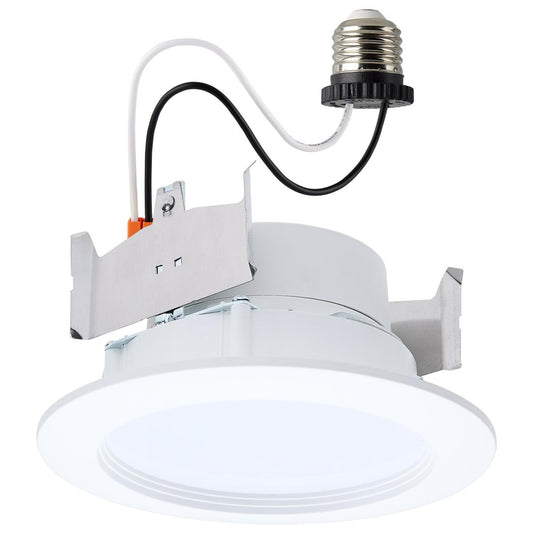 Satco S11891 8WLED/DLR/4/CCT-SEL/WR/RND/WH 8 Watt 4 Inch LED Downlight Retrofit 27K/30K/35K/40K/50K Regressed Wafer Round Matte White Finish