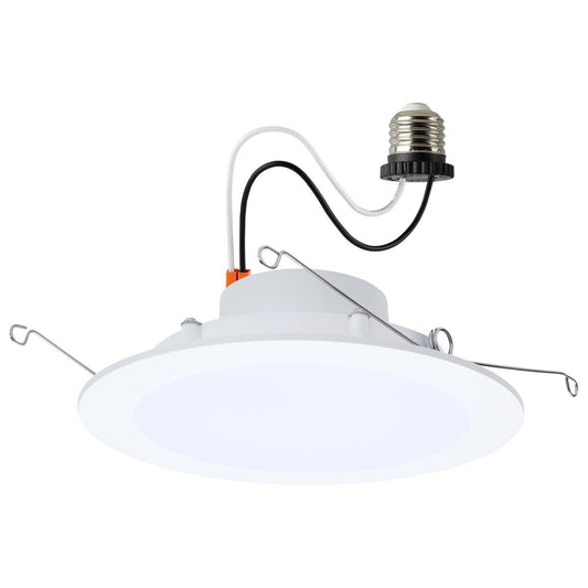 Satco S11892 10WLED/DLR/6/CCT-SEL/WF/RND/WH 9.5 Watt 6 Inch LED Downlight Retrofit 27K/30K/35K/40K/50K Flat Wafer Round Matte White Finish