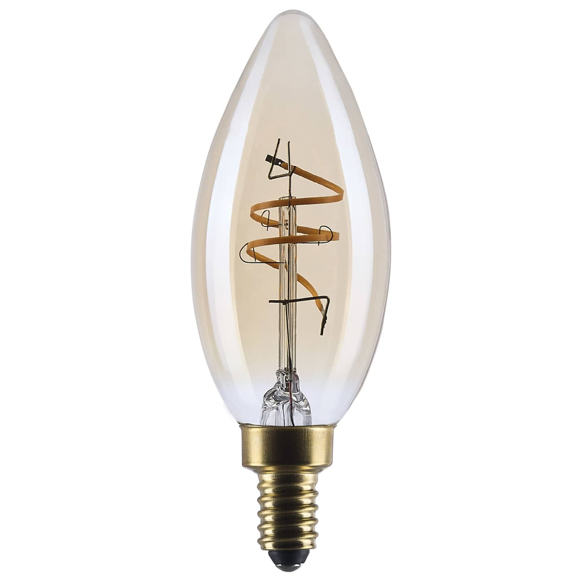 Satco S14218 3.5 Watt C11 LED  2000K CCT  Candelabra Base  Clear Glass  Amber Coil Filament  Dimmable  120 Volt