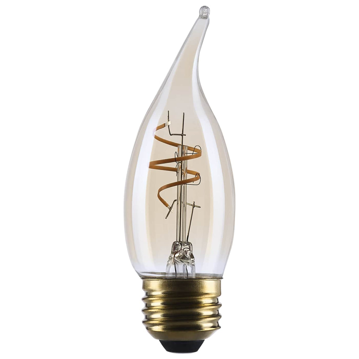 Satco S14224 3.5 Watt CA11 LED  2000K CCT  Medium Base  Clear Glass  Amber Coil Filament  Dimmable  120 Volt