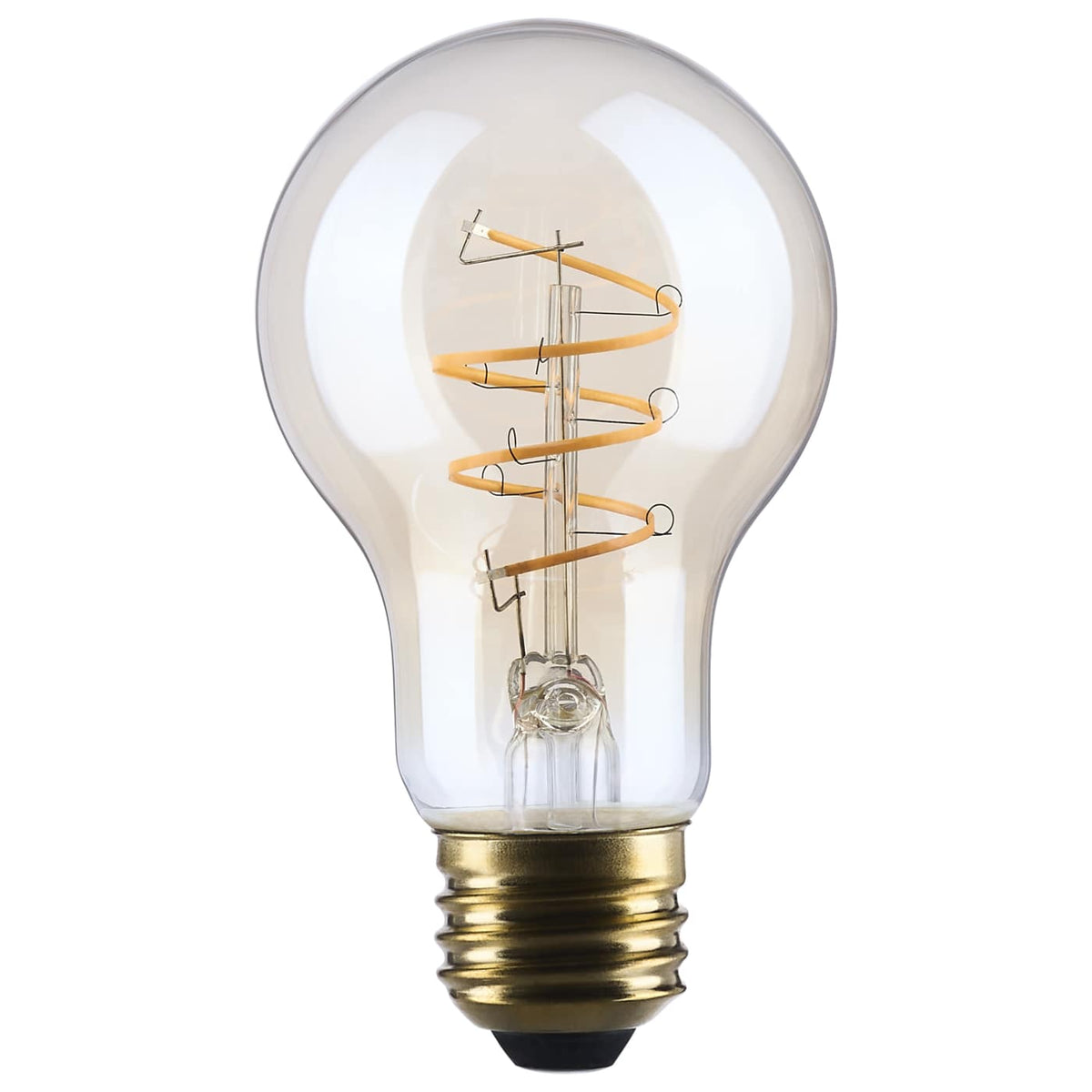Satco S14228 8 Watt A19 LED  2000K CCT  Medium Base  Clear Glass  Amber Coil Filament  Dimmable  120 Volt
