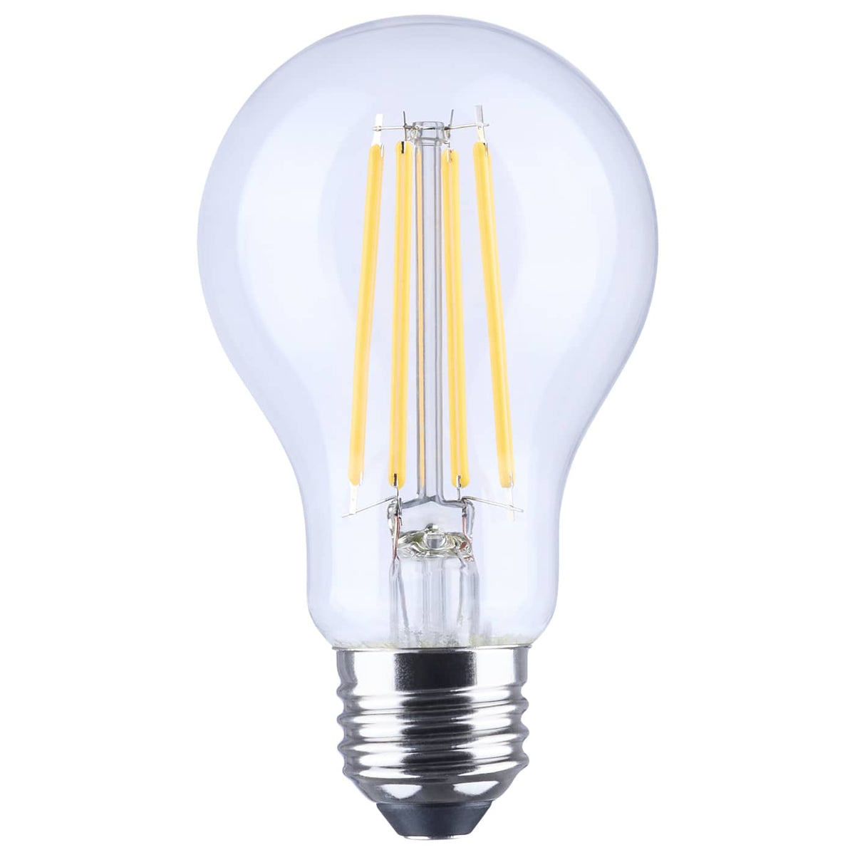 Satco S14386 8 Watt LED A19  Straight Filament  Yellow Light  Glass  120 Volt  1-Pack