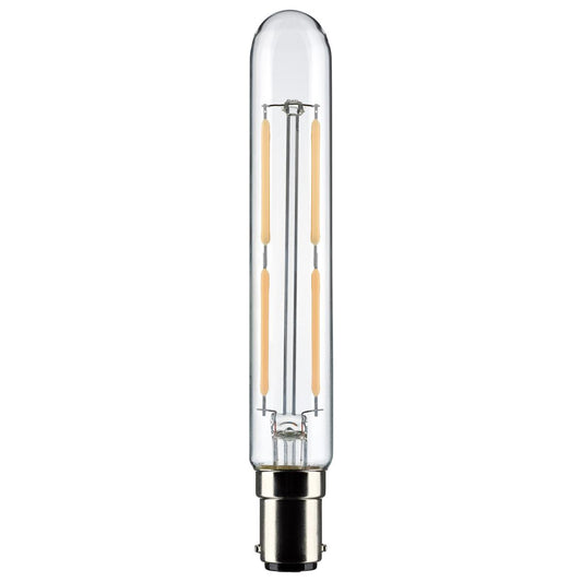 Satco S21374 4 Watt T6.5 LED Clear Double Contact Bayonet Base 3000K 400 Lumens 120 Volt