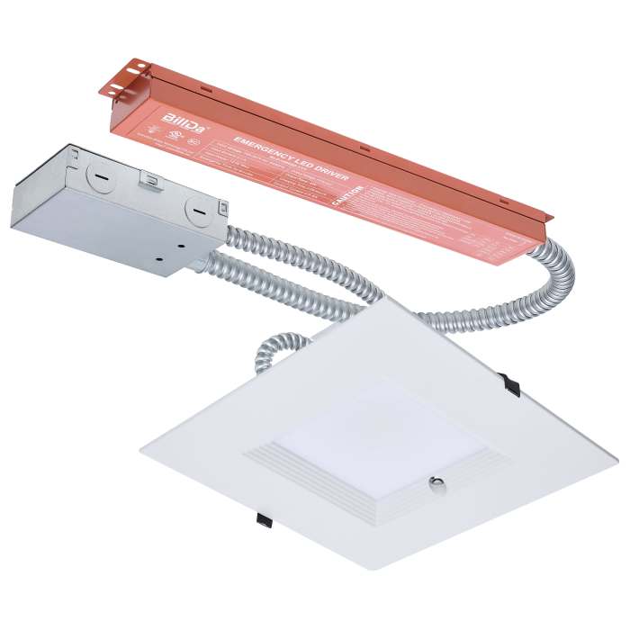 Satco S21614 28W/CDL/8/120-347/FS/SQ/DD/E 28W Field Selectable LED 8-Inch Commercial Downlight Dual Dimming Integrated Emergency Driver Square 120-277 Volt