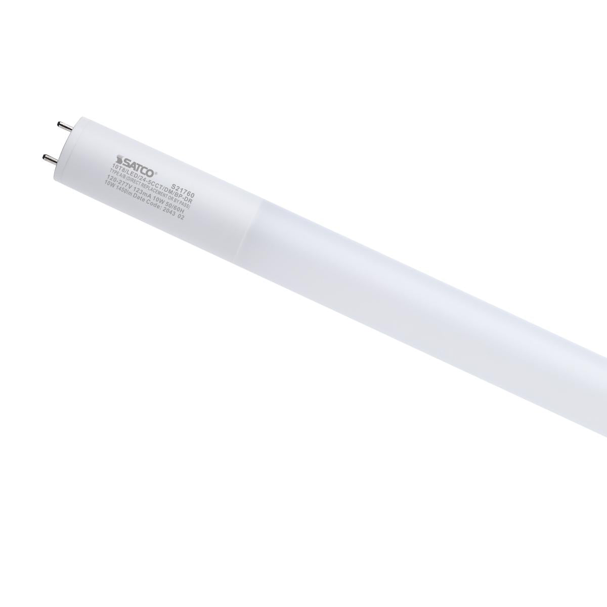 Satco S21763 15 Watt T8 LED 48-Inch 30K/35K/40K/50K/65K CCT Selectable G13 Base Ballast Type A/B Frost Finish 120-277 Ranged Voltage