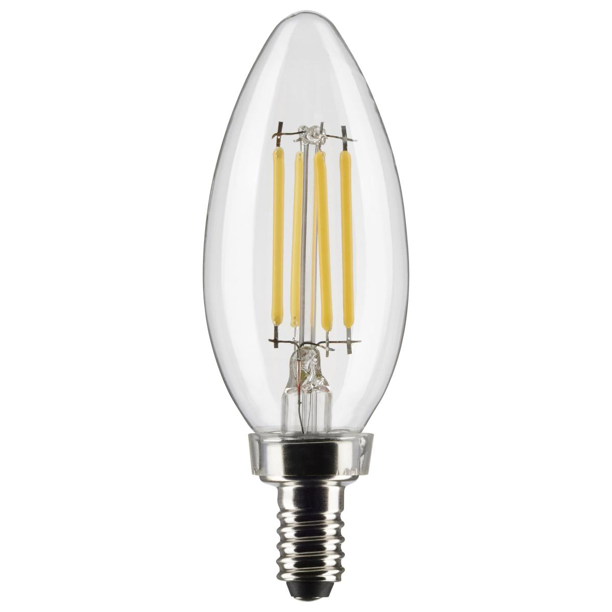 Satco S21819 4 Watt B11 LED Clear Candelabra Base 2700K 350 Lumens 120 Volt 2-Pack