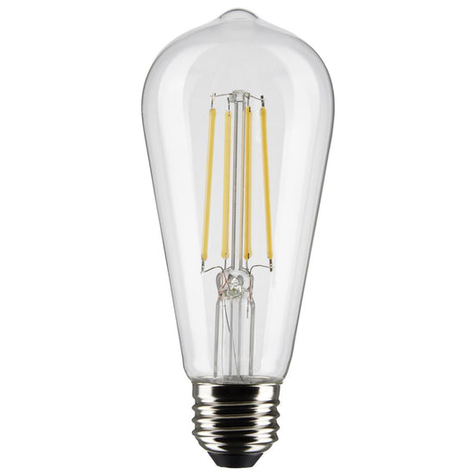 Satco S21870 8 Watt ST19 LED Clear: Medium Base 2700K 800 Lumens 2-Pack
