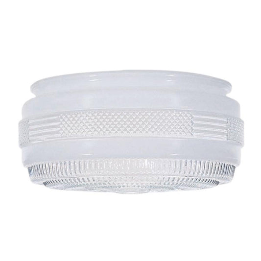Satco 50-106 Outside White Drum Glass Shade With Clear Sides And Bottom 8-3/8 in. Diameter 7-7/8 in. Fitter 4 in. Height